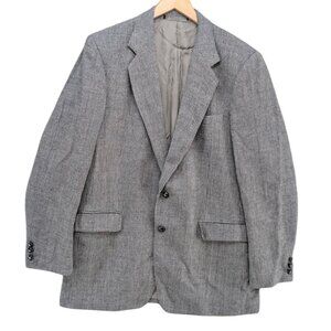 Vtg Russell Scott Wool Blend Blazer Mens Grey 2 Button Tweed Sports Coat Sz 44L